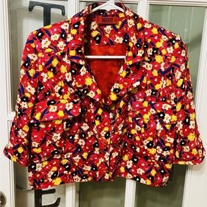 Vintage Valentino night Silk Jacket Silk made in Italy Sz 12 Floral